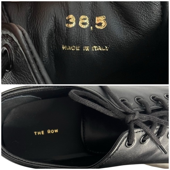 The Row Marie H Lace-Up Sneaker in Leather Black Size 38.5 - Picture 15 of 16